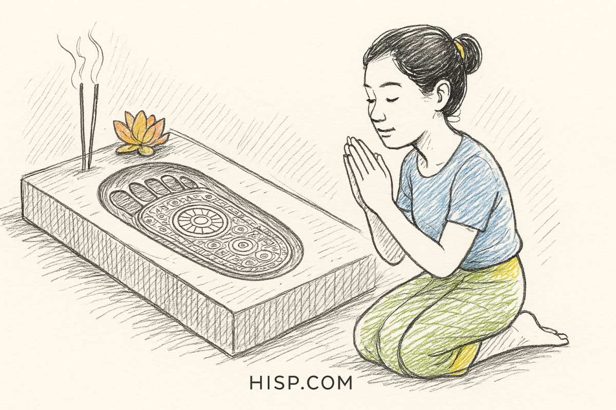 คำอธิษฐานรอยพระพุทธบาท 9 แนวทางแห่งความศรัทธาชาวพุทธมายาว